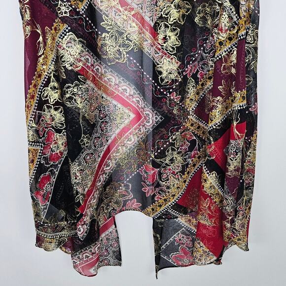 Susan Graver Sleeveless Open Front Sheer Vest Gold Baroque Drape Front Plus 2XL - Picture 5 of 13